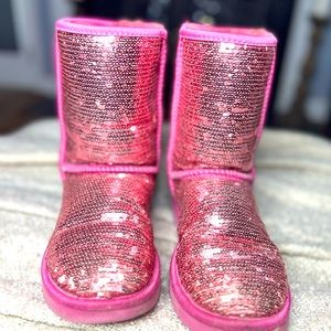 UGG Classic Short Pink Sequin Boots
